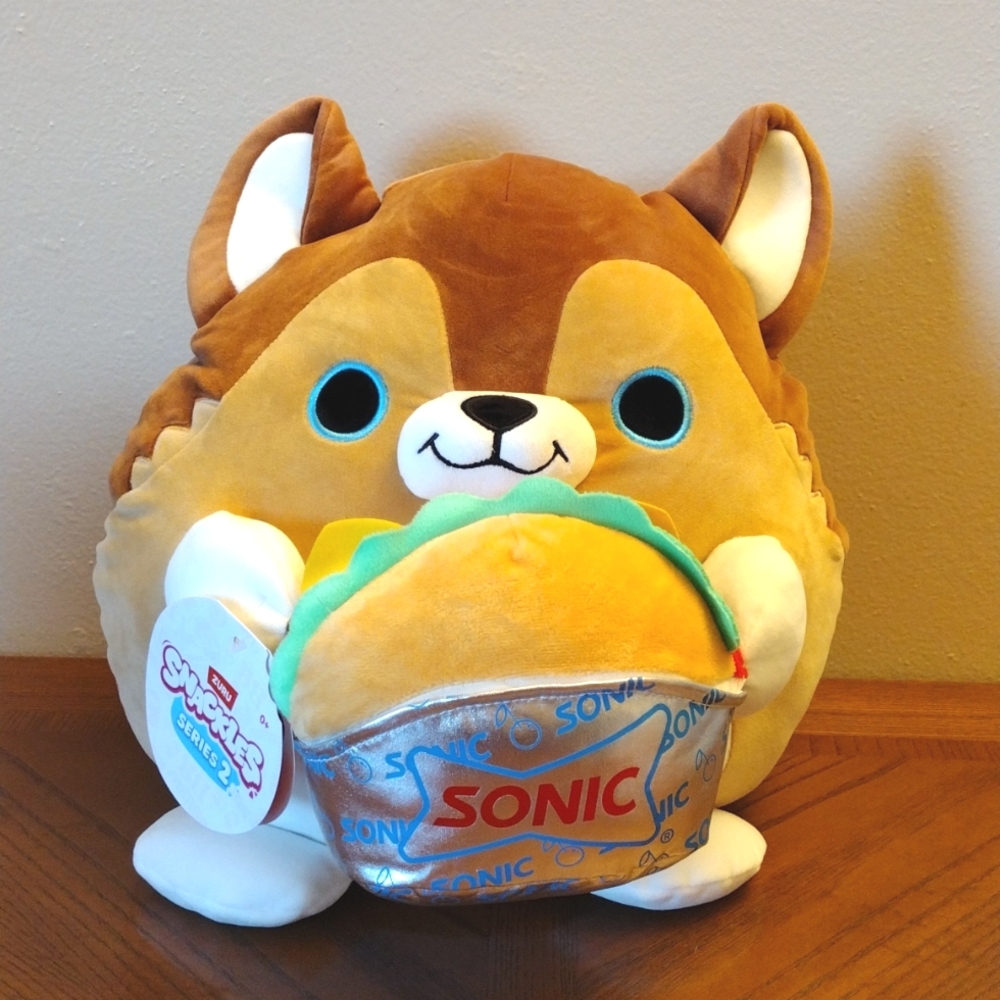 Snackles Lucas Sonic 13" Plush by Zuru Series 2 Puppy with Cheeseburger NWT